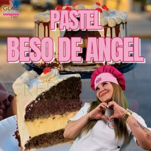 Diseño de GLAM que representa el curso de Pastel Beso de Ángel con Cheesecake
