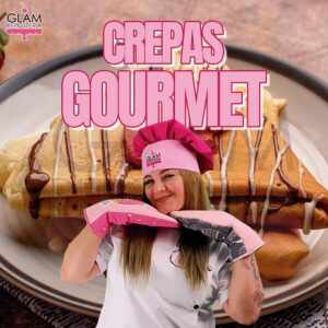 Diseño de GLAM que representa el curso de Crepas Gourmet: Técnicas y Rellenos Increíbles