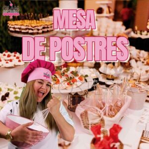 Diseño de GLAM que representa el curso de Mesa de Postres Módulo 1